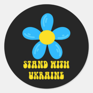 Stand With Ukraine Blue And Yellow Flower Solidari Classic Round Sticker