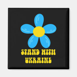 Stand With Ukraine Blue And Yellow Flower Solidari Magnet
