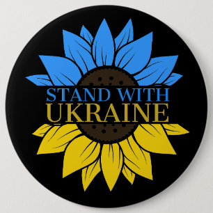 Stand With Ukraine Blue Yellow Sunflower  6 Cm Round Badge