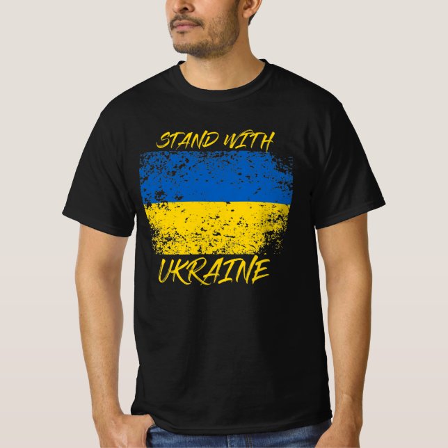 Stand With Ukraine Distressed T-Shirt (Front)