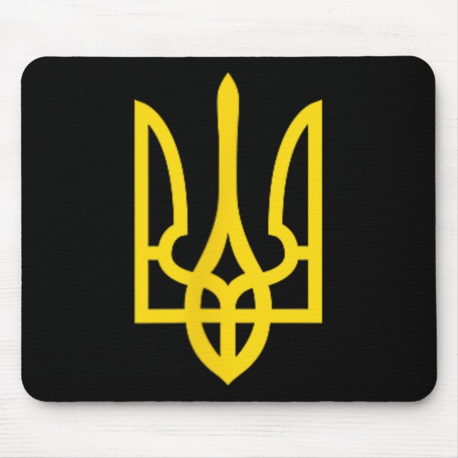 Stand With Ukraine Emblem Symbol Support Ukrainian Mouse Pad (Front)