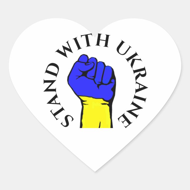 STAND WITH UKRAINE Heart Stickers (Front)