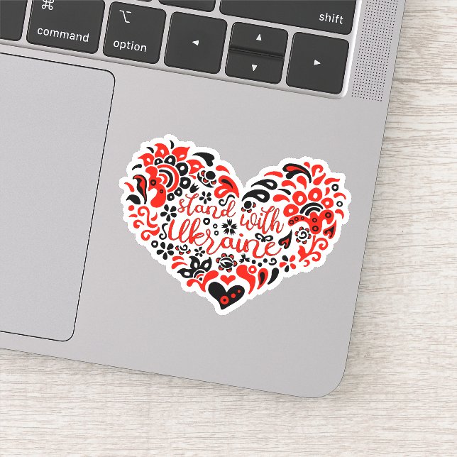 Stand with Ukraine lettering and heart (Detail)
