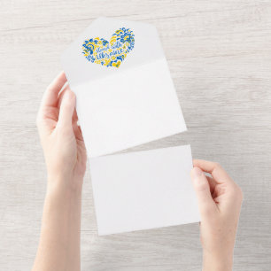 Stand with Ukraine lettering and heart All In One Invitation