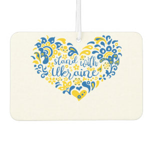 Stand with Ukraine lettering and heart  Car Air Freshener