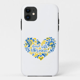 Stand with Ukraine lettering and heart iPhone 11 Case
