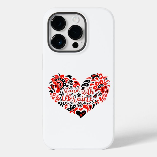 Stand with Ukraine lettering and heart Case-Mate iPhone Case (Back)