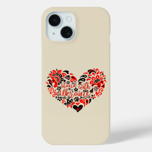 Stand with Ukraine lettering and heart iPhone 15 Case