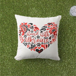 Stand with Ukraine lettering and heart Cushion