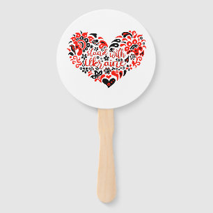 Stand with Ukraine lettering and heart Hand Fan