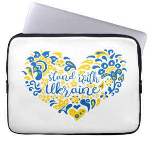 Stand with Ukraine lettering and heart Laptop Sleeve