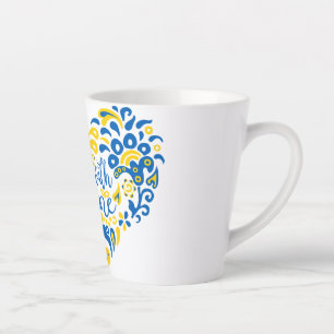 Stand with Ukraine lettering and heart Latte Mug
