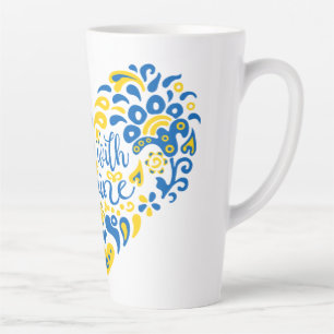 Stand with Ukraine lettering and heart Latte Mug