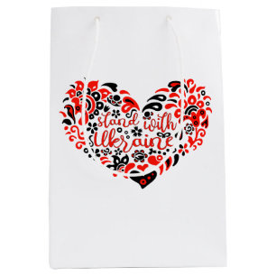 Stand with Ukraine lettering and heart Medium Gift Bag