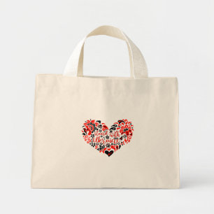 Stand with Ukraine lettering and heart Mini Tote Bag