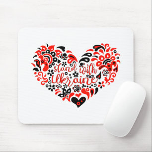 Stand with Ukraine lettering and heart Mouse Pad