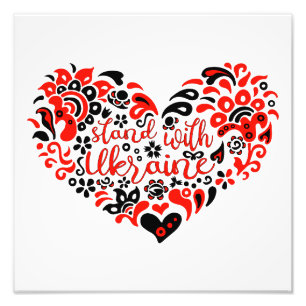 Stand with Ukraine lettering and heart Photo Print