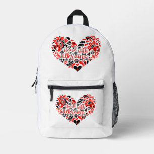 Stand with Ukraine lettering and heart Printed Backpack