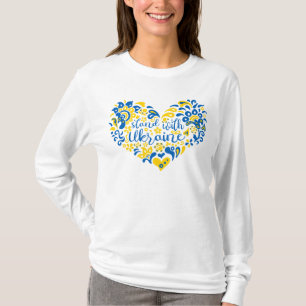 Stand with Ukraine lettering and heart T-Shirt