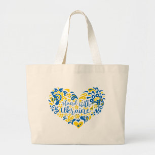Stand with Ukraine lettering and heart Tote Bag