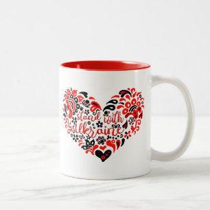 Stand with Ukraine lettering and heart Two-Tone Coffee Mug