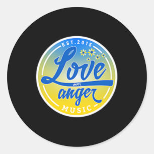 Stand With Ukraine Love Over Anger Music 1 Classic Round Sticker
