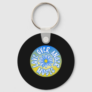Stand With Ukraine Love Over Anger Music 4  Key Ring