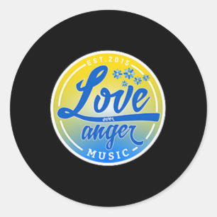 Stand With Ukraine Love Over Anger Music Classic Round Sticker