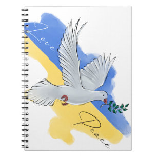 Stand with Ukraine Peace Love Sunflowers Dove T-Sh Notebook