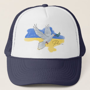 Stand with Ukraine Peace Love Sunflowers Dove T-Sh Trucker Hat