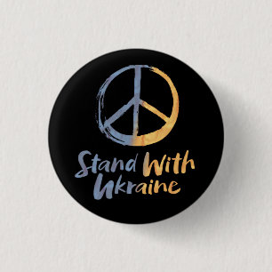Stand With Ukraine - PEACE Symbol Sign Freedom 3 Cm Round Badge