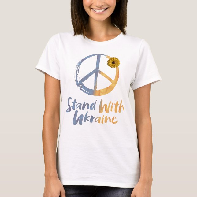 Stand With Ukraine - PEACE Symbol Sign Freedom     T-Shirt (Front)