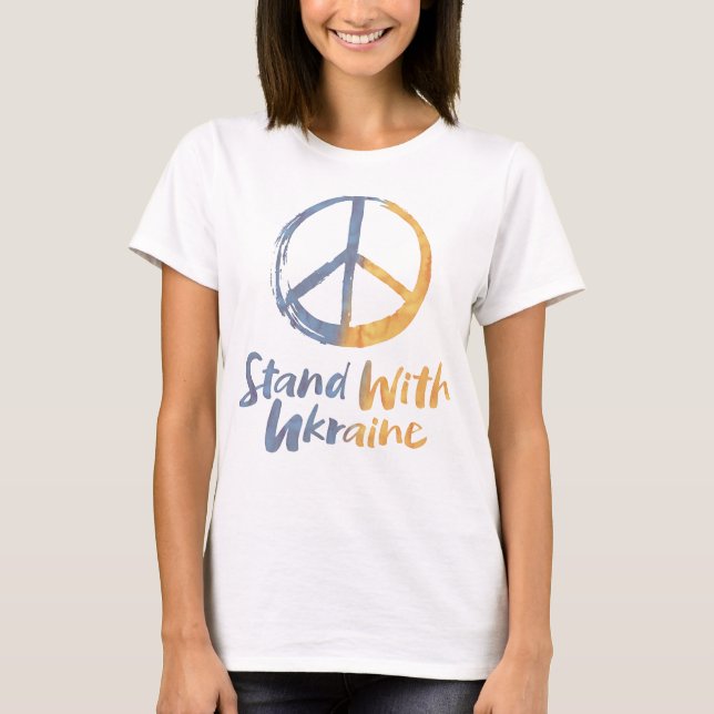 Stand With Ukraine - PEACE Symbol Sign Freedom     T-Shirt (Front)