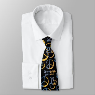 Stand With Ukraine - PEACE Symbol Sign War Flag Ne Tie