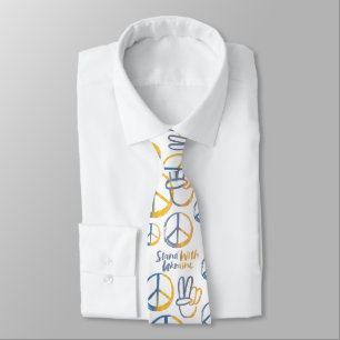 Stand With Ukraine - PEACE Symbol Sign War Flag Tie