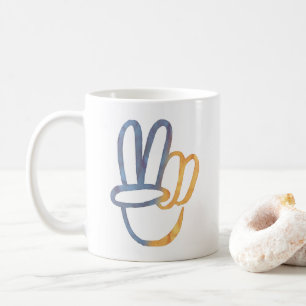 Stand With Ukraine - PEACE Symbol V-Sign Freedom Coffee Mug