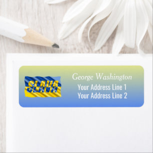 Stand with Ukraine, Slava Ukraini, Ukraine Flag Return Address Label