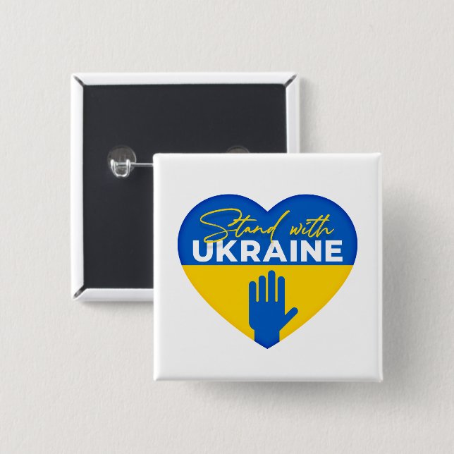 Stand with Ukraine Square Button (Front & Back)