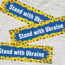 Stand with Ukraine Sunflower Blue Bumper Sticker