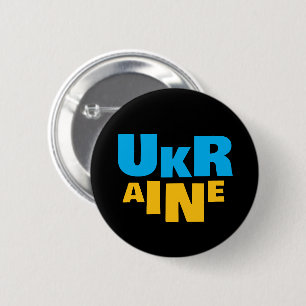 Stand with Ukraine Sunflower blue yellow flag 6 Cm Round Badge
