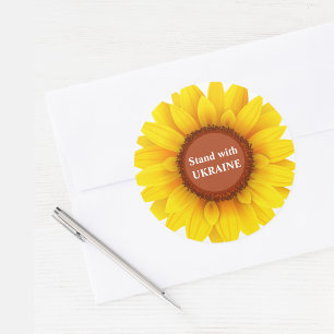 Stand with Ukraine Sunflower Classic Round Sticker