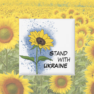 Stand with Ukraine Sunflower Magnet