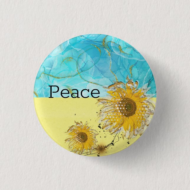 Stand with Ukraine sunflower Peace 3 Cm Round Badge (Front)