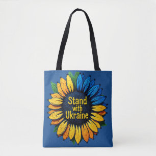 Stand with Ukraine Sunflower Yarn Art  Tote Bag