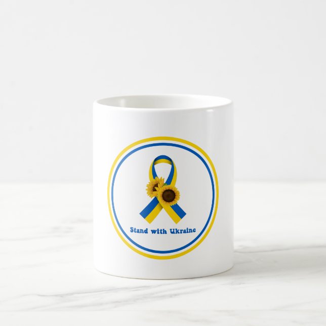 Stand With Ukraine Support Ribbon  Coffee Mug (Center)