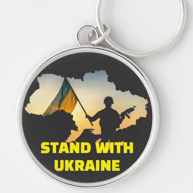 Stand with Ukraine – Support & Solidarity Key Ring (Front)