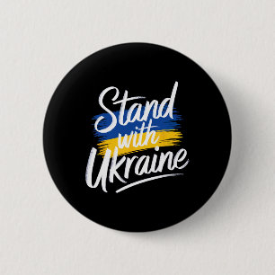 Stand With Ukraine Support Solidarity Peace Ukrain 6 Cm Round Badge