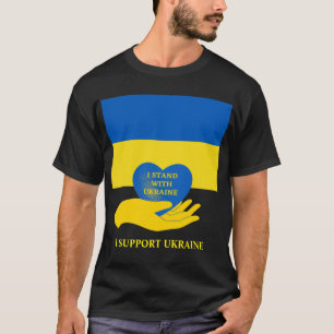 Stand With Ukraine Support Ukraine Flag & Heart T-Shirt