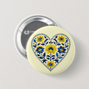 Stand with Ukraine traditional petrykivka painting 6 Cm Round Badge