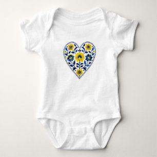 Stand with Ukraine traditional petrykivka painting Baby Bodysuit
